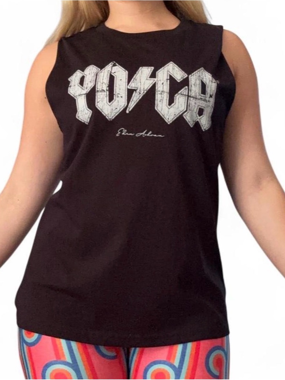 Eden Ashram Faded Rocker Muscle Tank Top with 'YO⚡️GA’ Print (like AC/DC) Size L